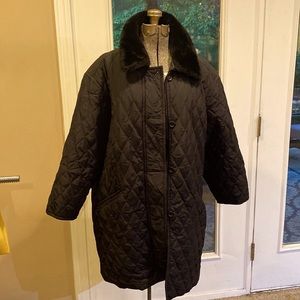 Carlisle size 16 black quilted coat with removable collar